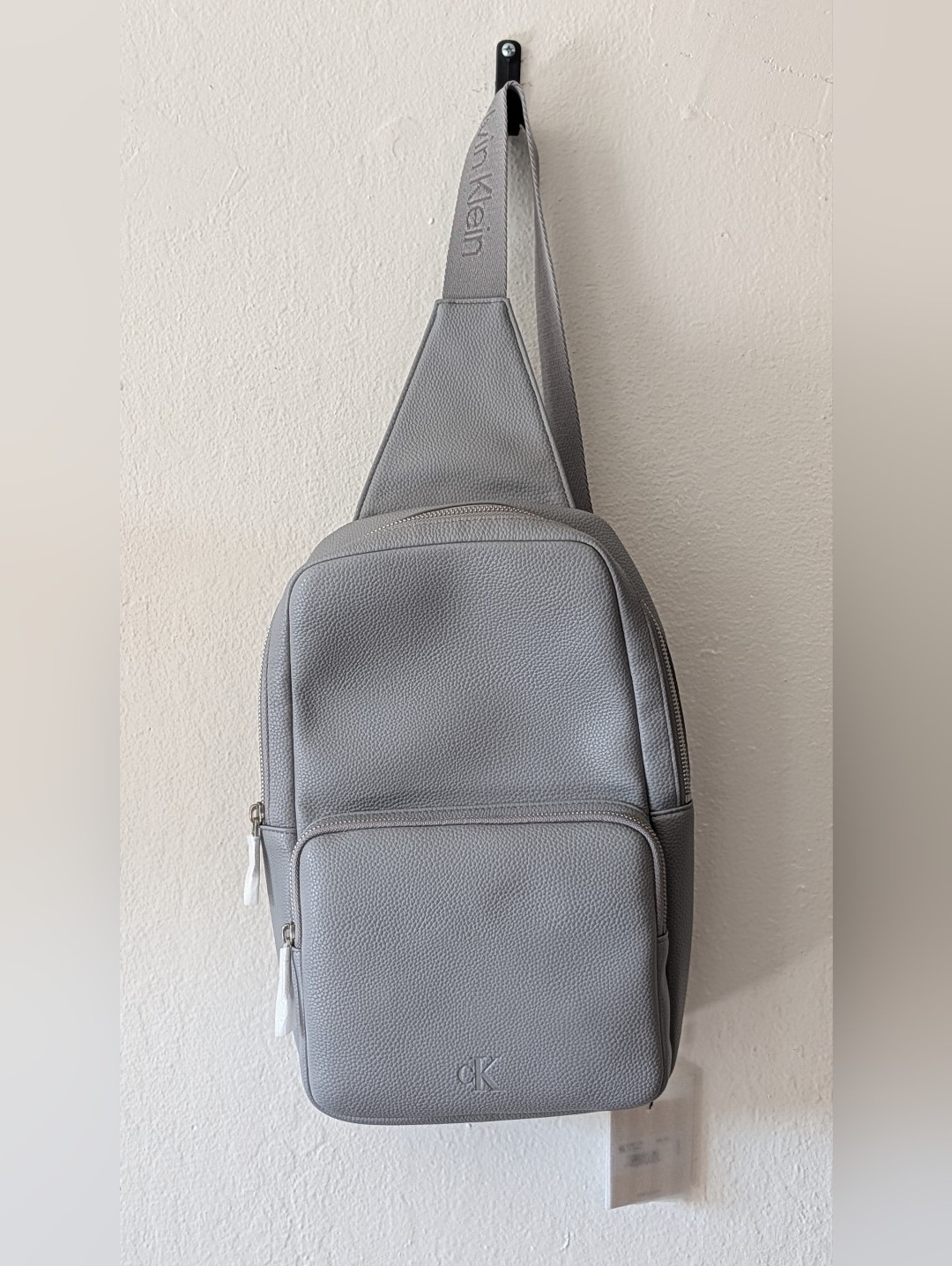 Calvin Klein Light Gray Pebbled Sling Bag